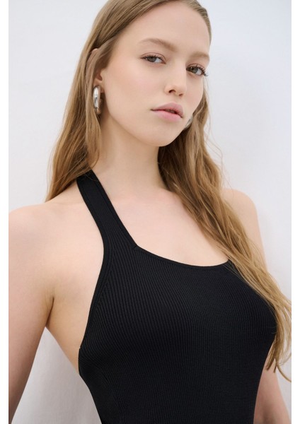 Halter Yaka Triko Elbise Siyah 12445178000 modelleri