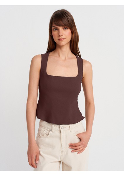 50860 Peplum Korse Top-Kahve