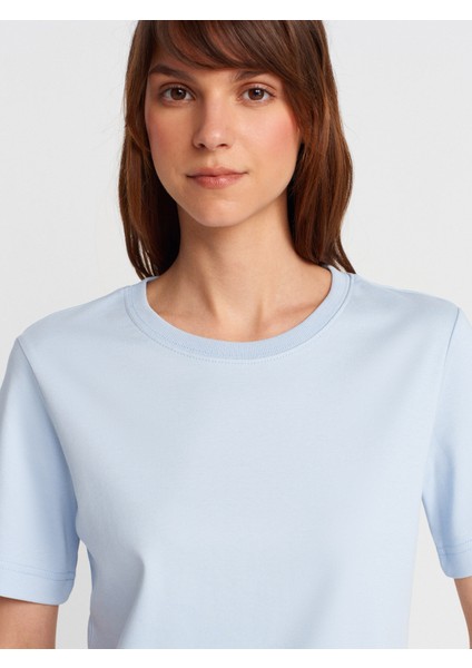 31763 Bisiklet Yaka T-Shirt-Açık Mavi modelleri