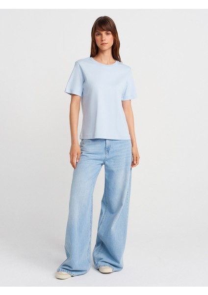 31763 Bisiklet Yaka T-Shirt-Açık Mavi fırsatları