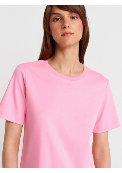 31763 Bisiklet Yaka T-Shirt-Pembe modelleri