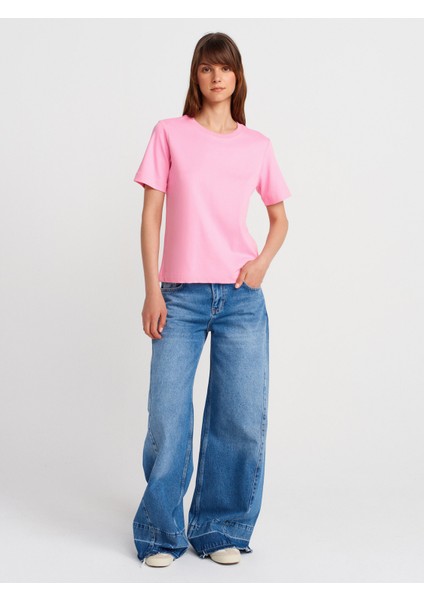 31763 Bisiklet Yaka T-Shirt-Pembe fırsatları