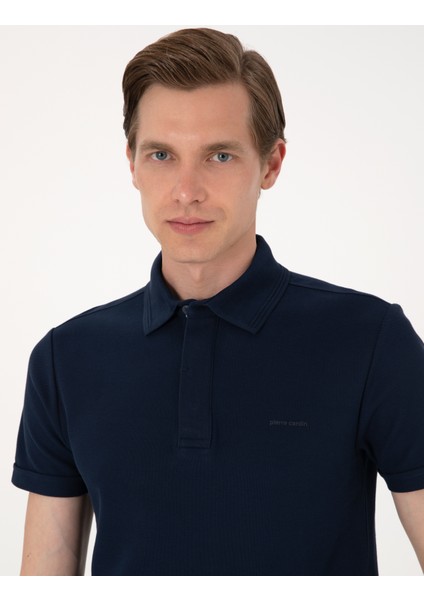 Erkek Lacivert Slim Fit %100 Pamuk Kıvrılmaz Amerikan Pike Polo Yaka Basic Tişört 50306154-VR033 fiyatları