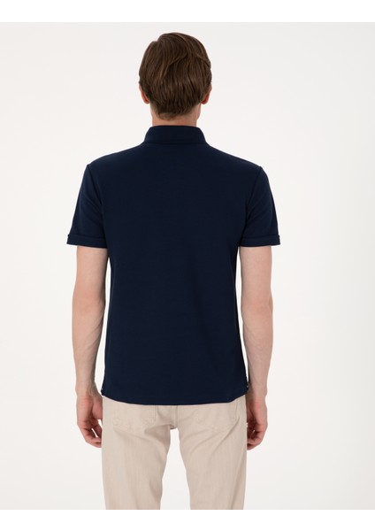 Erkek Lacivert Slim Fit %100 Pamuk Kıvrılmaz Amerikan Pike Polo Yaka Basic Tişört 50306154-VR033 indirimleri
