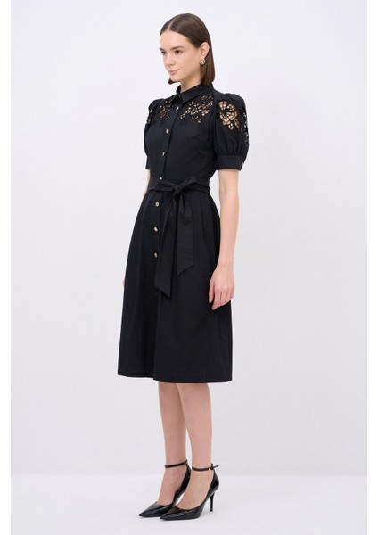 Poplin Gömlek Elbise Siyah 124L9393000
