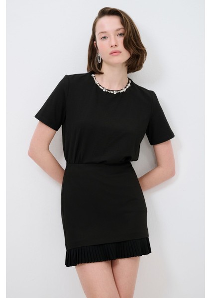 Piliseli Mini Etek Siyah 12742940004