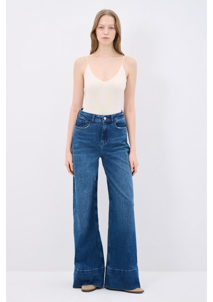 Duble Paça Denim Pantolon
