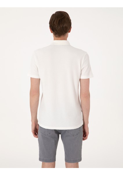 Erkek Ekru Slim Fit Örme Dokulu Polo Yaka Tişört 50309946-VR019 indirimleri