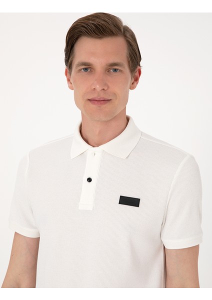 Erkek Beyaz Slim Fit Örme Dokulu Polo Yaka Tişört 50309959-VR013 fiyatları