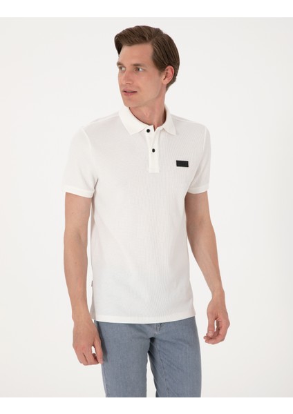 Erkek Beyaz Slim Fit Örme Dokulu Polo Yaka Tişört 50309959-VR013 modelleri
