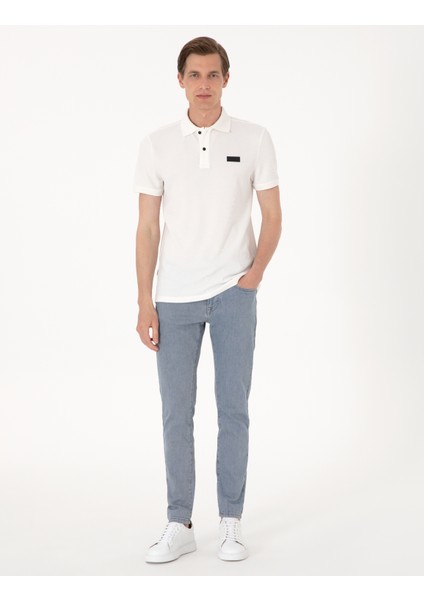 Erkek Beyaz Slim Fit Örme Dokulu Polo Yaka Tişört 50309959-VR013 fırsatları