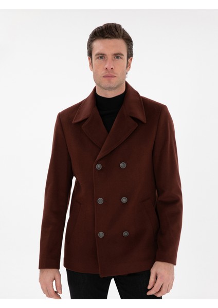 Erkek Kahverengi Slim Fit Kaşe Kaban 50293483-VR040 modelleri
