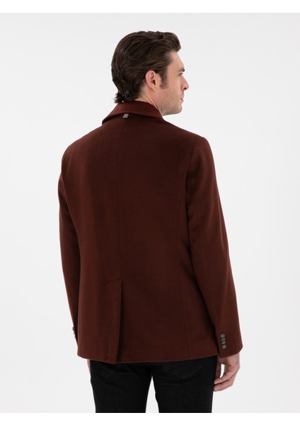 Erkek Kahverengi Slim Fit Kaşe Kaban 50293483-VR040 indirimleri