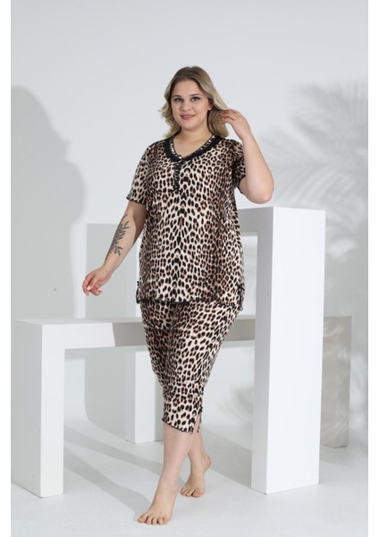 Angelique Bambu Kumaş Kısa Kol Dantel Detaylı Kadın Kapri Takım 22263 fiyatları