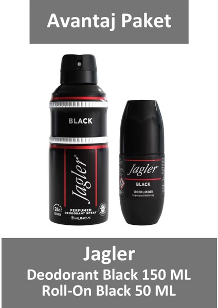 Deodorant Black 150 ml + Jagler Man Roll-On Black 50 ml