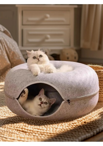 Kedi Tüneli ve Yatağı | 2 Katlı Oyun ve Dinlenme Alanı | Fermuarlı, Taşınabilir, Modern Tasarım | Kediler Için Konforlu Ev fiyatları