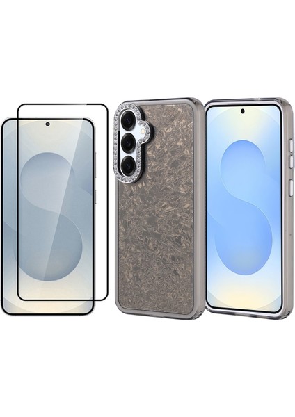 Samsung Galaxy S25 Plus Kılıf Taşlı Tasarımlı Zore Kapi Kapak + Temperli Cam Ekran Koruyucu