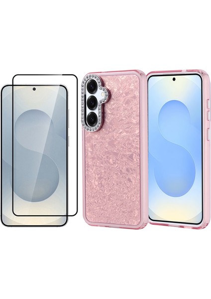 Samsung Galaxy S25 Plus Kılıf Taşlı Tasarımlı Zore Kapi Kapak + Temperli Cam Ekran Koruyucu