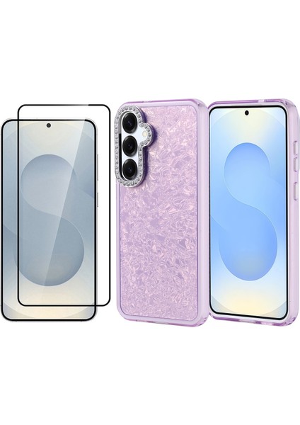 Samsung Galaxy S25 Plus Kılıf Taşlı Tasarımlı Zore Kapi Kapak + Temperli Cam Ekran Koruyucu