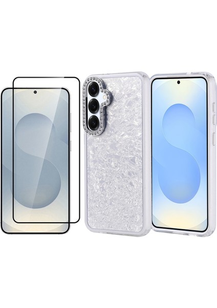 Samsung Galaxy S25 Plus Kılıf Taşlı Tasarımlı Zore Kapi Kapak + Temperli Cam Ekran Koruyucu