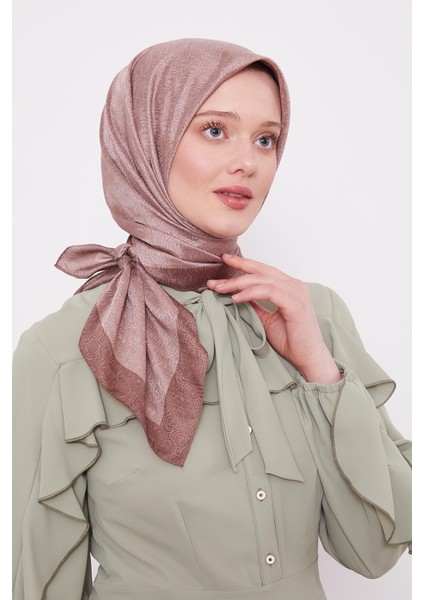 Gül Kurusu Halka Desen Monogram Eşarp