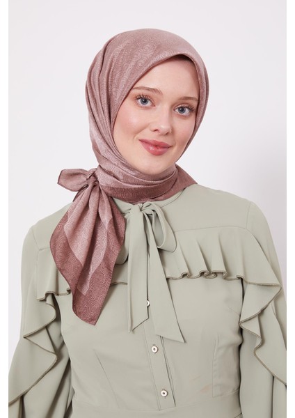 Gül Kurusu Halka Desen Monogram Eşarp