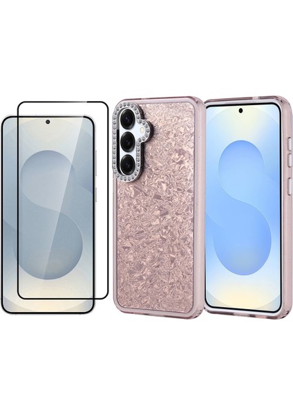 Samsung Galaxy S25 Plus Kılıf Taşlı Tasarımlı Zore Kapi Kapak + Temperli Cam Ekran Koruyucu