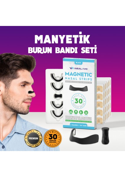 30’lu Mıknatıslı Siyah Burun Bandı – Estetik, Breath Horlamayı Azaltıcı, Spor ve Gece Kullanımına Uygun