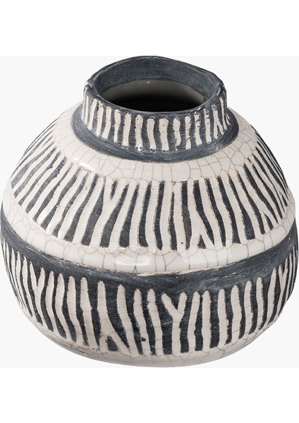 Seramik Ethnic Vazo Kısa 17X17X14.5CM