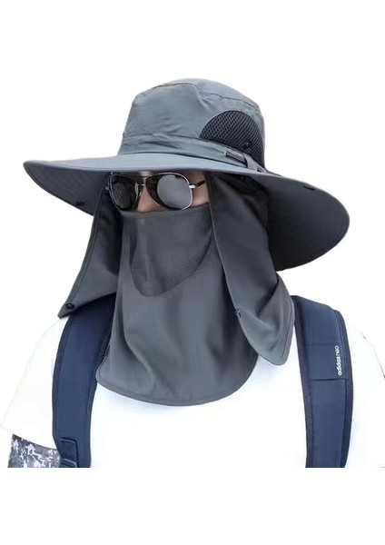 Şapka Güneş Siperliği Erkek Güneş Şapkası Balıkçı Şapkası Balıkçı Şapkası Tam Güneş Koruması Su Geçirmez Yüz Örtüsü Yaz Güneş Şapkası Dağcılık Şapkası (Yurt Dışından)