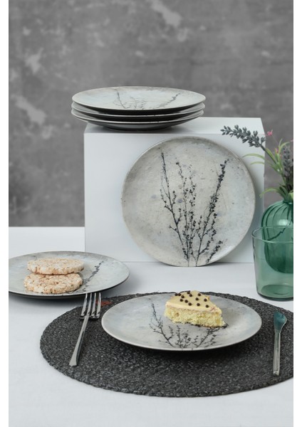 Black Little Flower Pasta Tabağı 20 cm 6 Adet 20974 modelleri