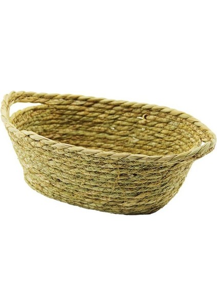 Oval - Kulplu Hasır Organizer Sepet 18X27CM - Y: 11CM (4172)