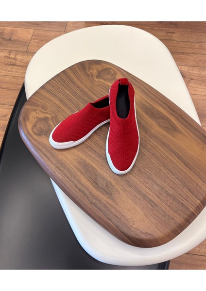 4224 Kırmızı Triko Erkek Sneakers - Erkek Spor Ayakkabı