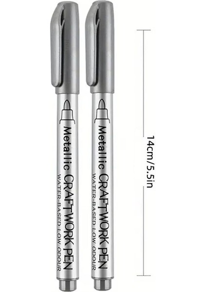 Gümüş Metalik Marker Kaligrafi Kalemi, Cam Kalemi, Davetiye, Süsleme, Düğün Imza, Bardak Yazı-2 Ad