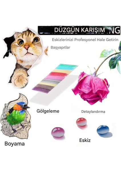 180 Renkli Profesyonel Sulu Boya Kalem Seti, Suluboya Kalemleri, Hediye Kalem Seti, Yüksek Pigment
