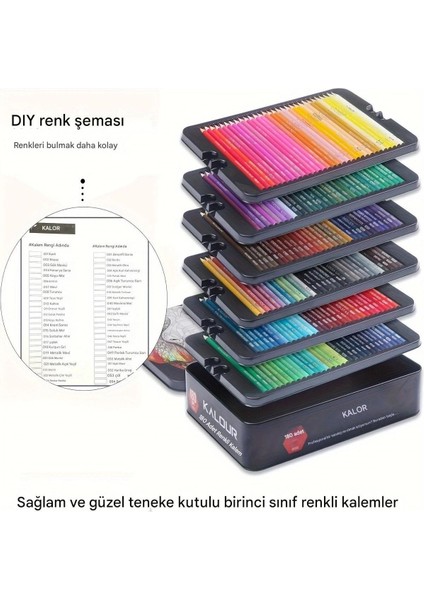 180 Renkli Profesyonel Sulu Boya Kalem Seti, Suluboya Kalemleri, Hediye Kalem Seti, Yüksek Pigment