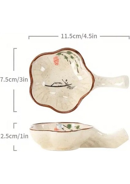 Porselen Mürekkep Hokkası, Çiçek Şeklinde Seramik Mürekkep Kabı, Sunum Tabağı-No:2