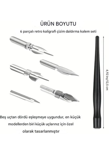Çizim Seti, Geçmeli Divit Tutucu, Manga, Anime, Karikatür Çizim Seti, Paslanmaz Çelik Set-6 Parça