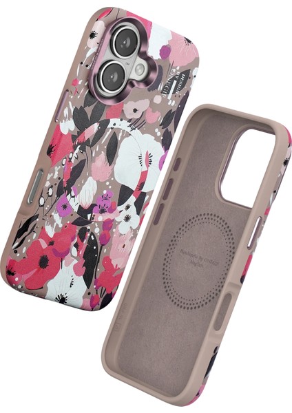 Iphone 16 Flower Series Magsafe Kapak - Pembe Zrnet