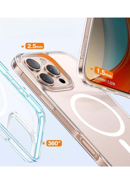Apple iPhone 12/12 Pro Uyumlu Magsafe Manyetik Kablosuz Şarj Destekli Sert Silikon Şeffaf Kapak