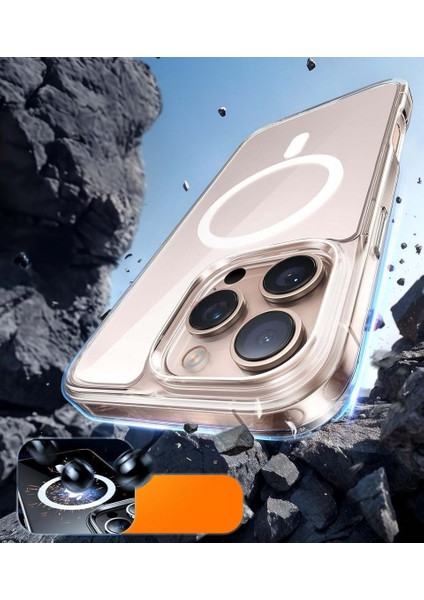 Apple iPhone 12/12 Pro Uyumlu Magsafe Manyetik Kablosuz Şarj Destekli Sert Silikon Şeffaf Kapak