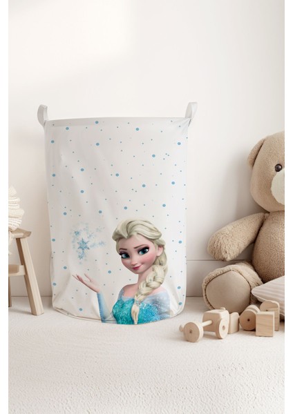 Karlar Ülkesi Elsa Desenli Çocuk ve Bebek Odası Düzenleyici Oyuncak Veya Kirli Sepeti TLAS-307
