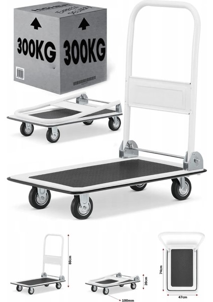 Platformlu 300 kg Kapasiteli Çok Fonksiyonlu Katlanır Depo,ürün,paket Taşıma Arabası