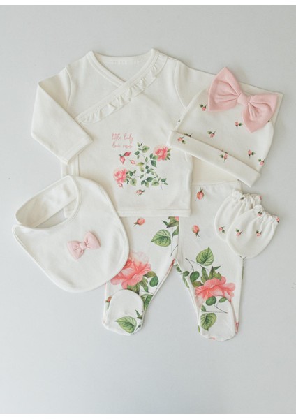 Organik Love Roses 5'li Hastane Çıkış Set Ekru modelleri
