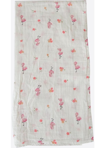 Organik Flamingo Girl Müslin Battaniye Ekru