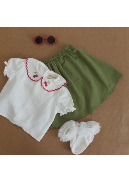 Kızçocuk Takım Nakış Detaylı Gömlek