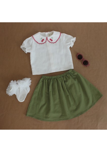 Kızçocuk Takım Nakış Detaylı Gömlek fiyatları