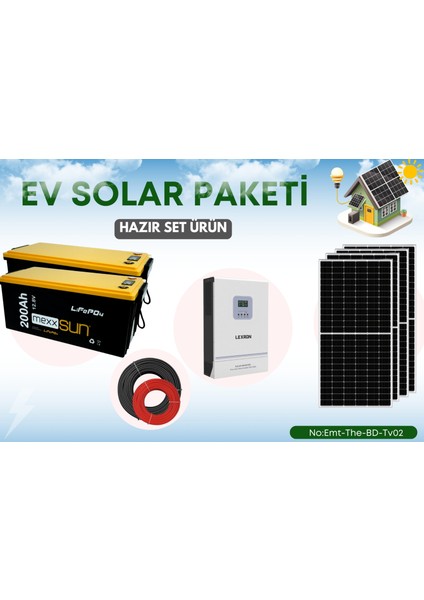 Güneş Enerji Paketi Lityum Akü 585W Panel 3kw Akıllı Inverter