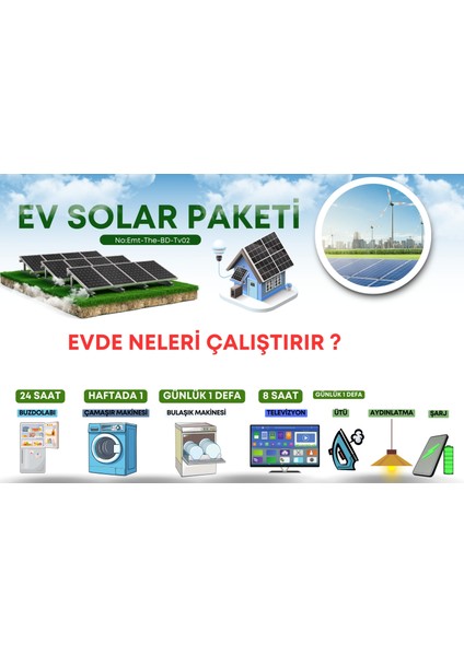 Güneş Enerji Paketi Lityum Akü 585W Panel 3kw Akıllı Inverter