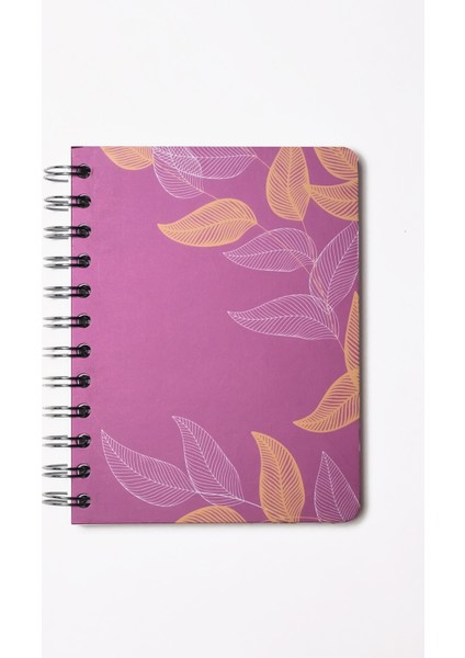 Fuşya Yaprak Spiralli Defter 12X17